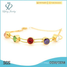 Hot selling gold colorful crystal stainless steel chain bracelets